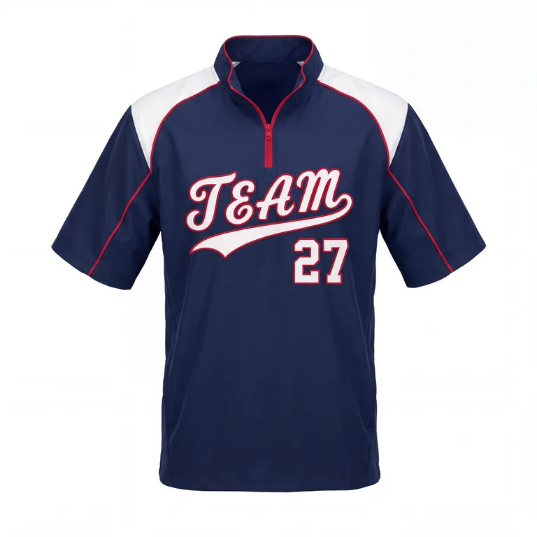 Custom baseball batting cage jackets, front view