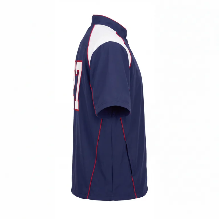 Custom baseball batting cage jackets, left side view
