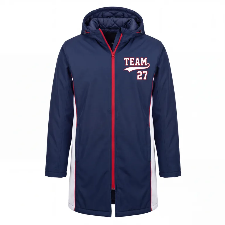 Custom baseball bench jackets, front view