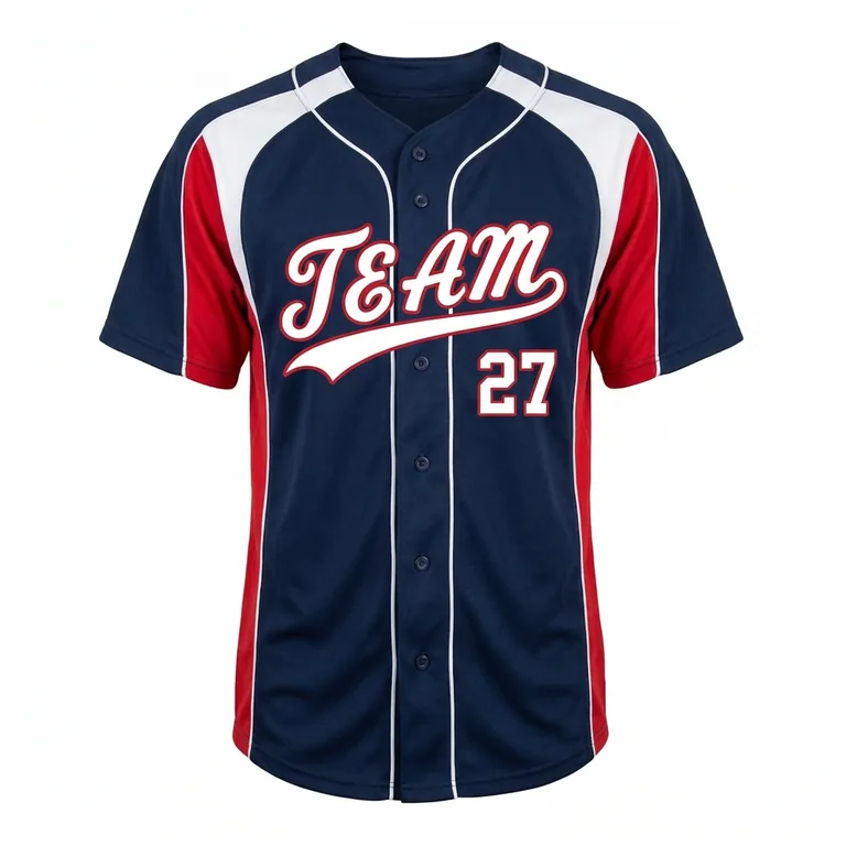 Custom baseball button-front game jerseys, front view