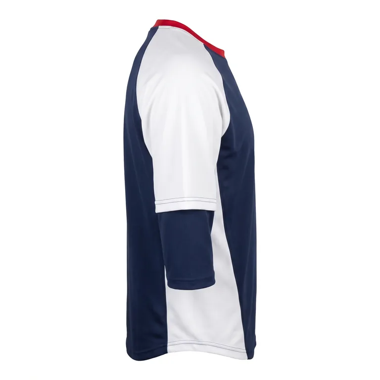 Custom baseball crew-neck game jerseys, left side view