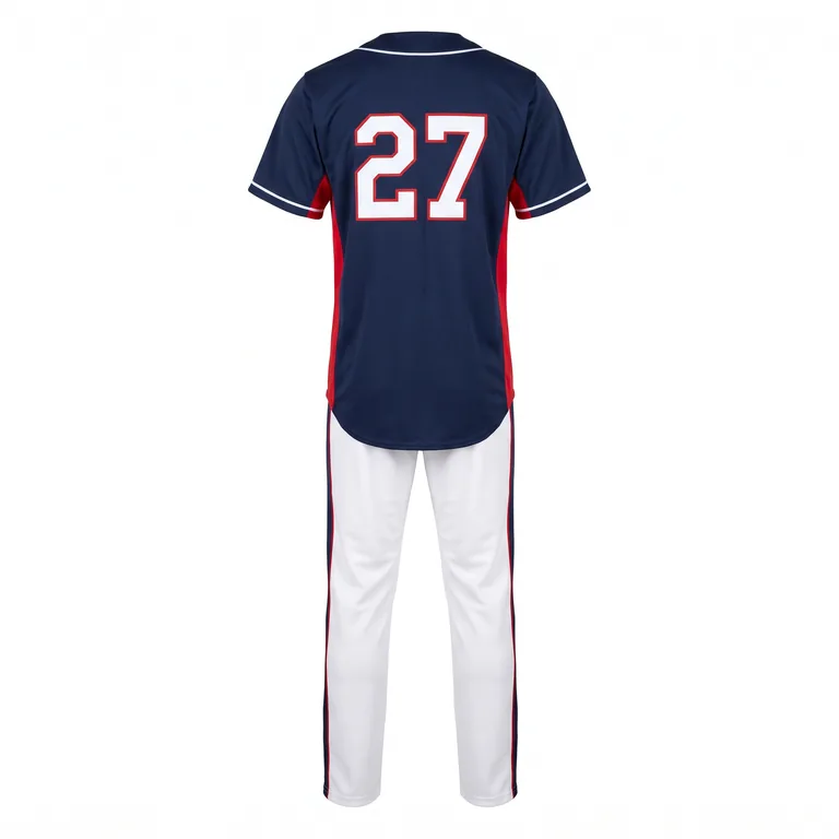 Custom baseball full uniform sets, back view
