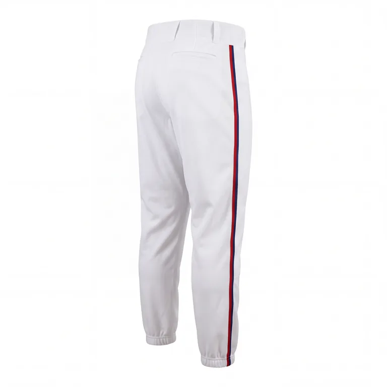 Custom baseball game pants, left side view
