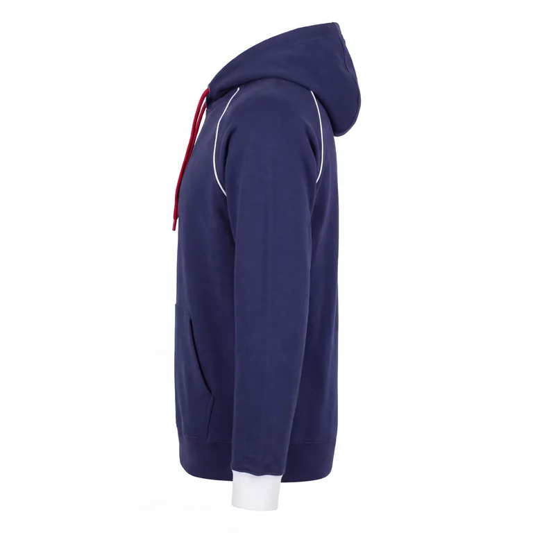 Custom baseball hooded pullovers, right side view