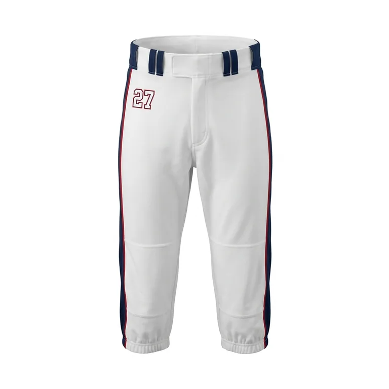 Custom baseball knicker-cut pants, front view