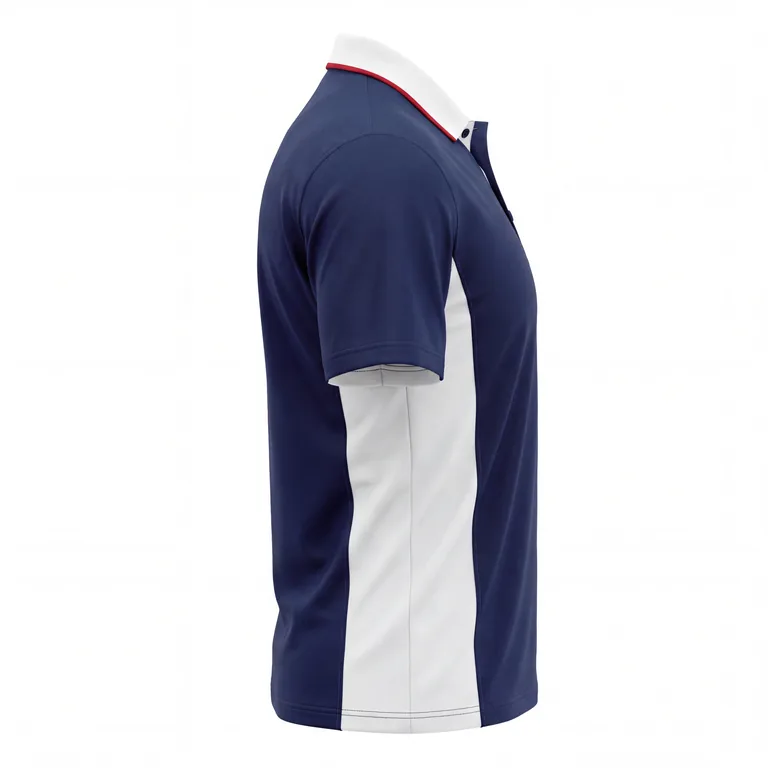 Custom baseball performance team polos, left side view