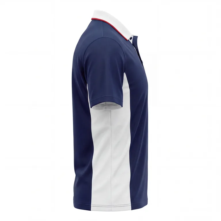 Custom baseball performance team polos, right side view