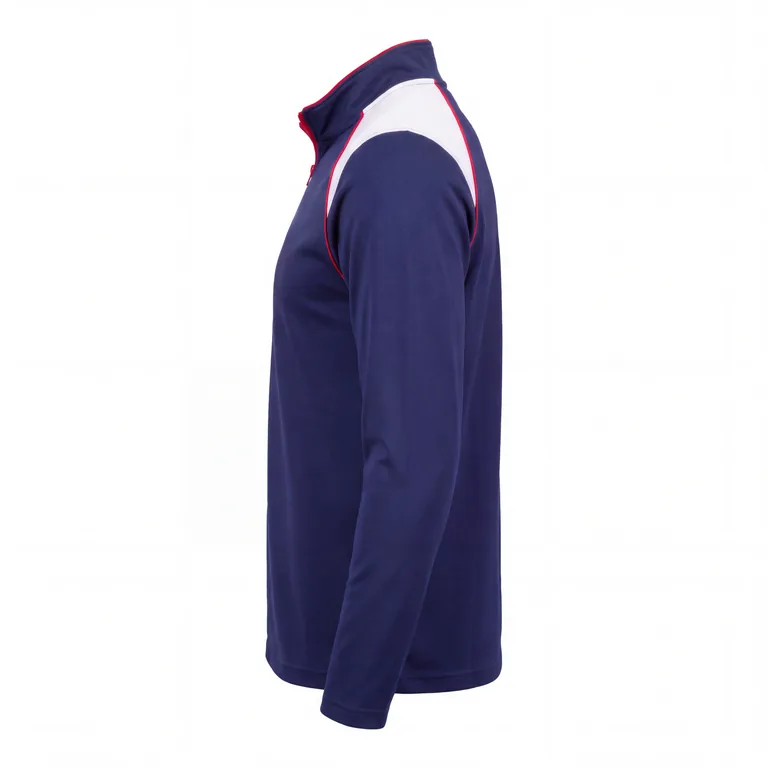 Custom baseball quarter-zip tops, right side view