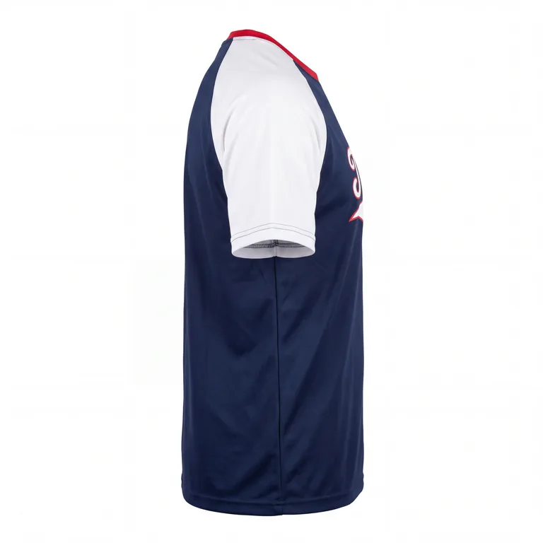 Custom baseball short-sleeve training tees, left side view