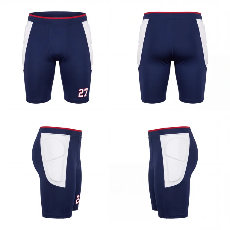 Custom baseball sliding shorts, right side view