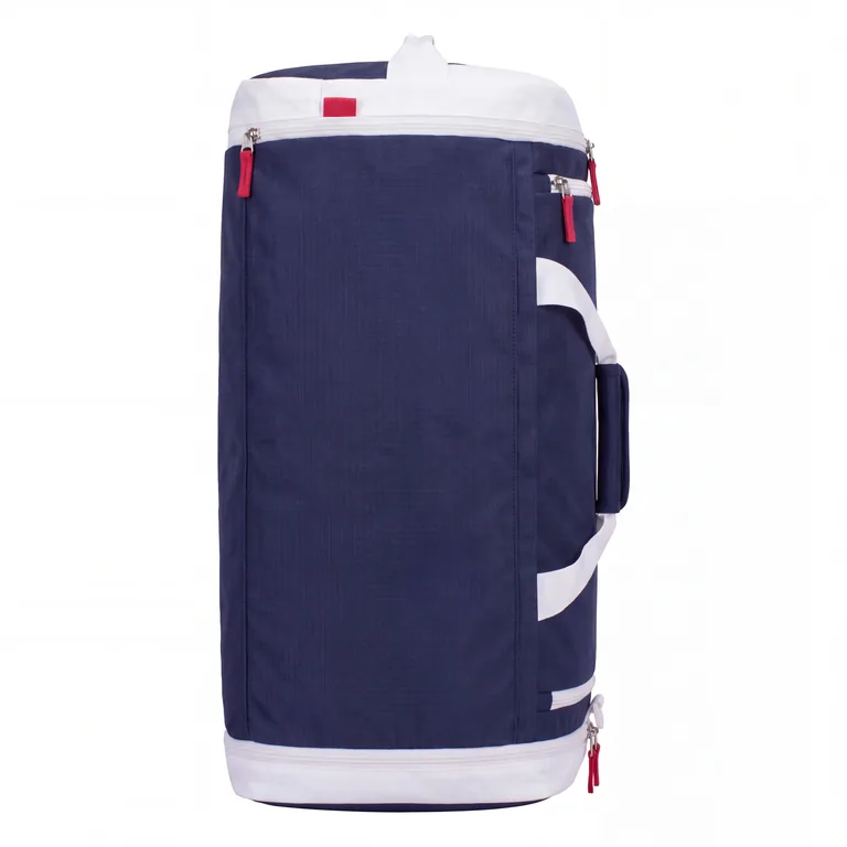 Custom baseball team duffel bags, left side view