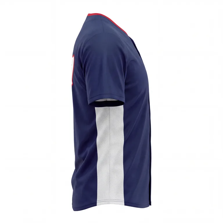 Custom baseball training jerseys, left side view
