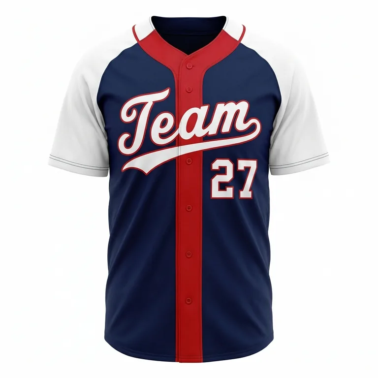 Custom baseball two-button placket jerseys, front view