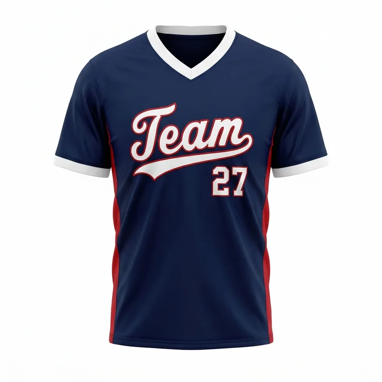 Custom baseball v-neck game jerseys, front view