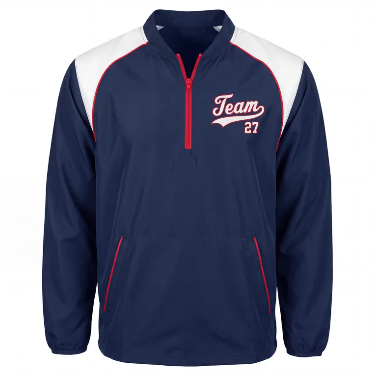 Custom baseball wind pullovers, front view
