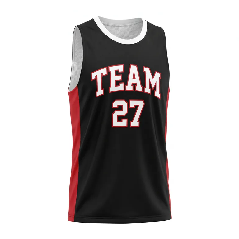 Custom basketball crew-neck reversible jerseys, front view