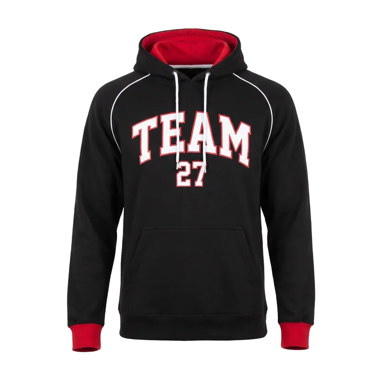 Custom basketball hooded pullovers, front view