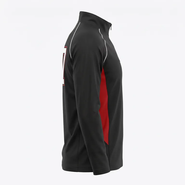 Custom basketball quarter-zip training jerseys, left side view