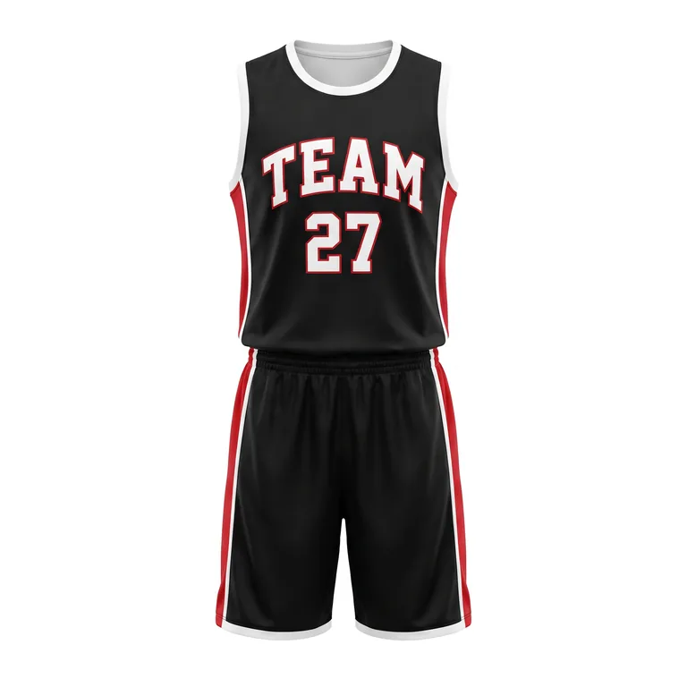 Custom basketball reversible game uniforms, front view