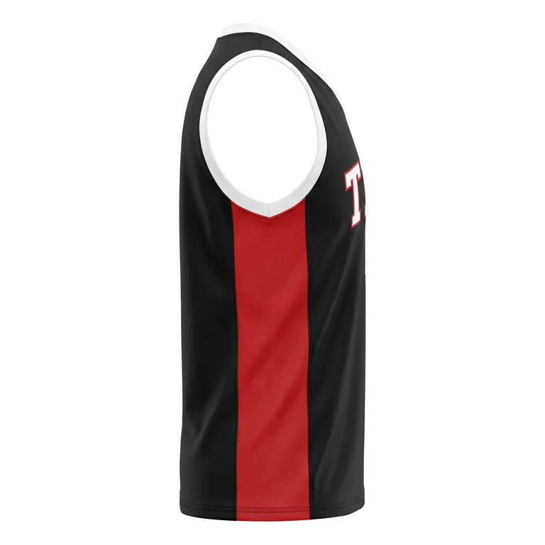 Custom basketball sleeveless training tees, left side view