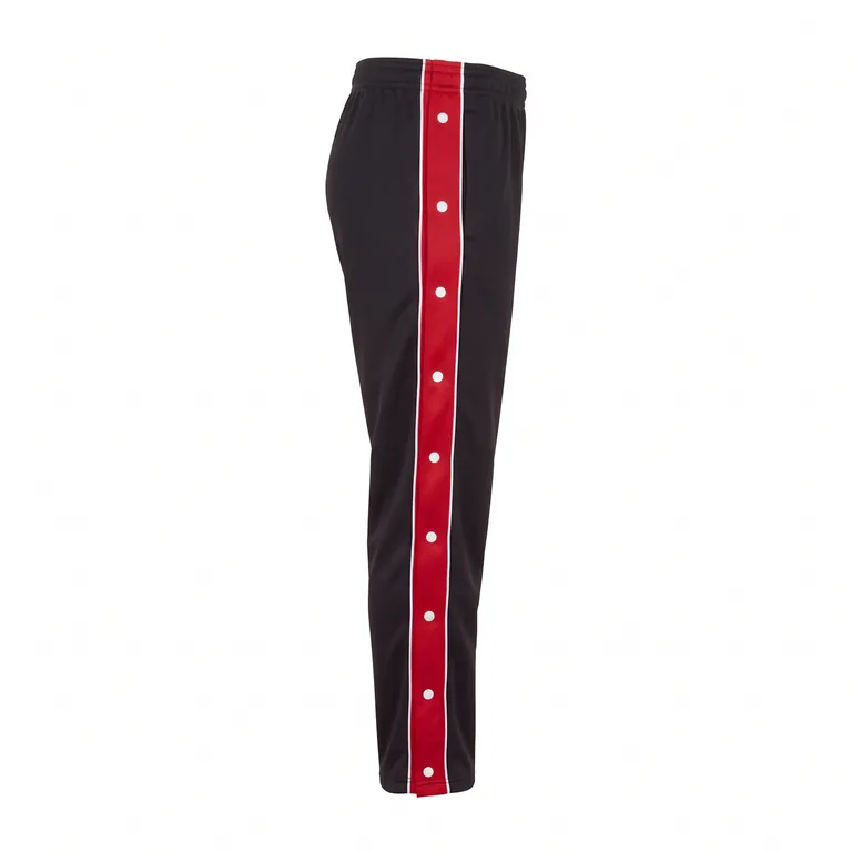 Custom basketball snap-away warm-up pants, right side view