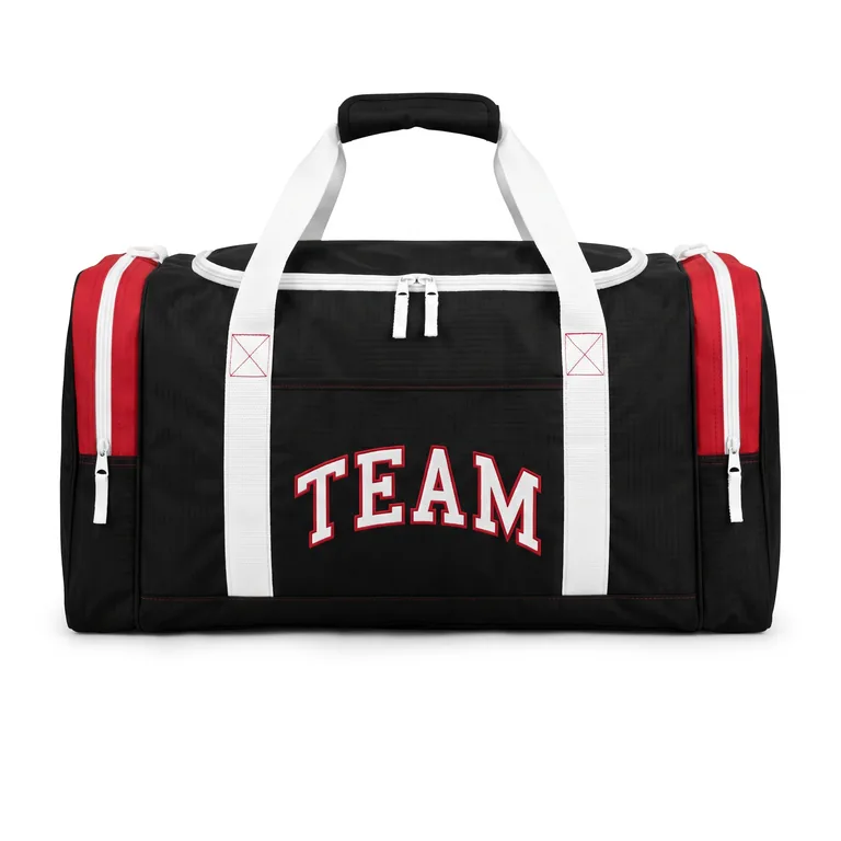 Custom basketball team duffel bags, front view