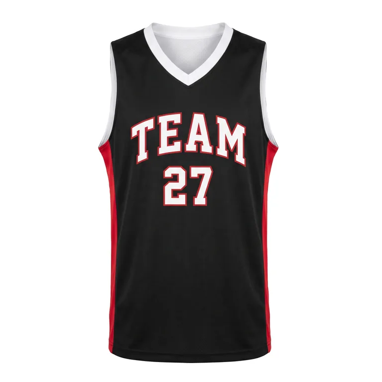 Custom basketball v-neck reversible jerseys, front view