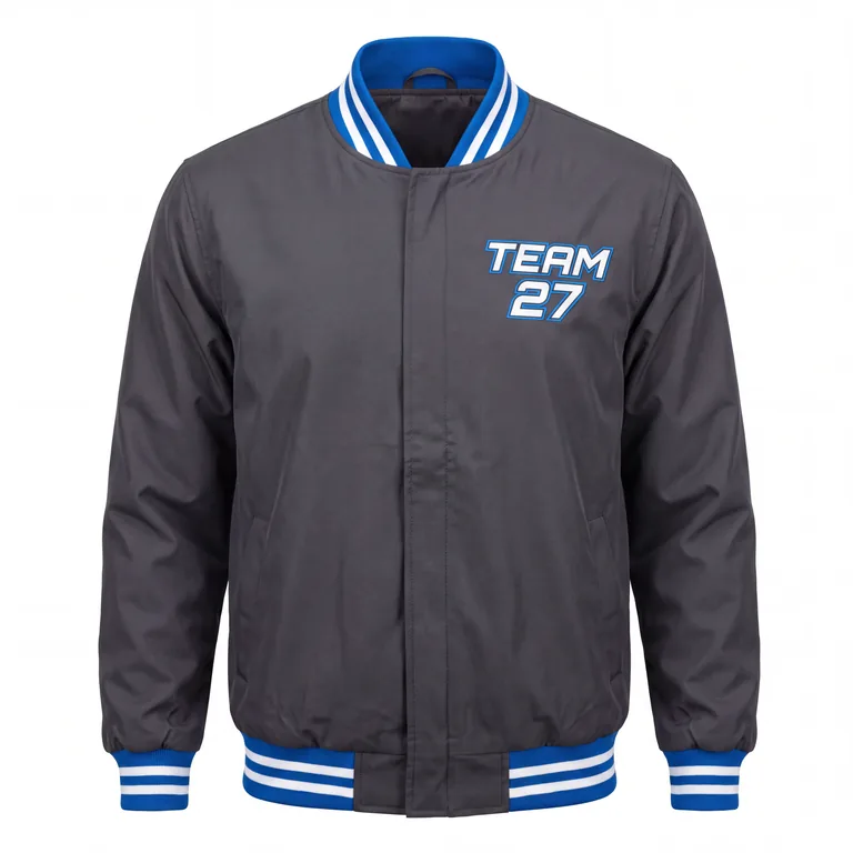 Custom esports bomber jackets, front view