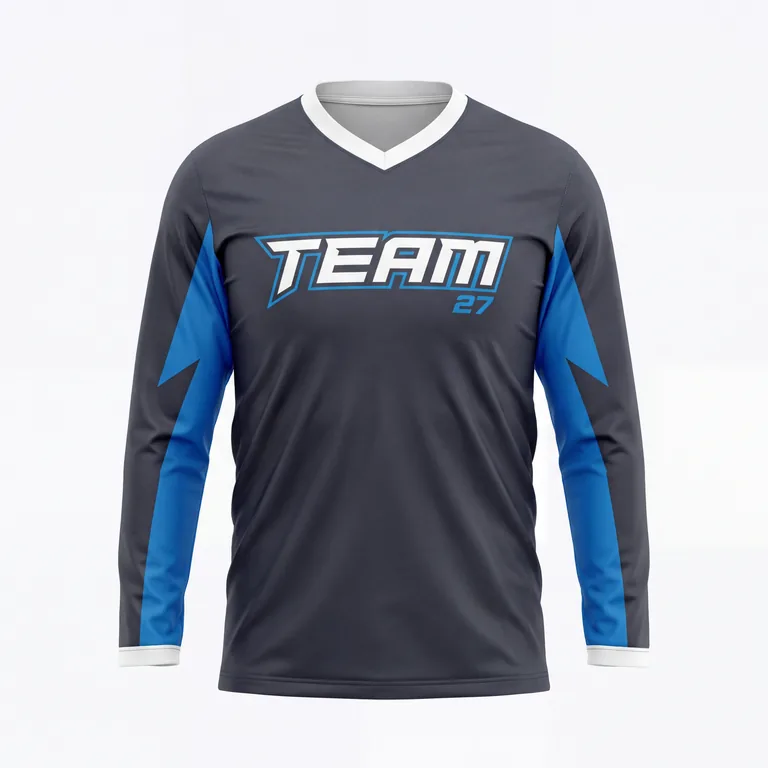 Custom esports long-sleeve player jerseys, front view