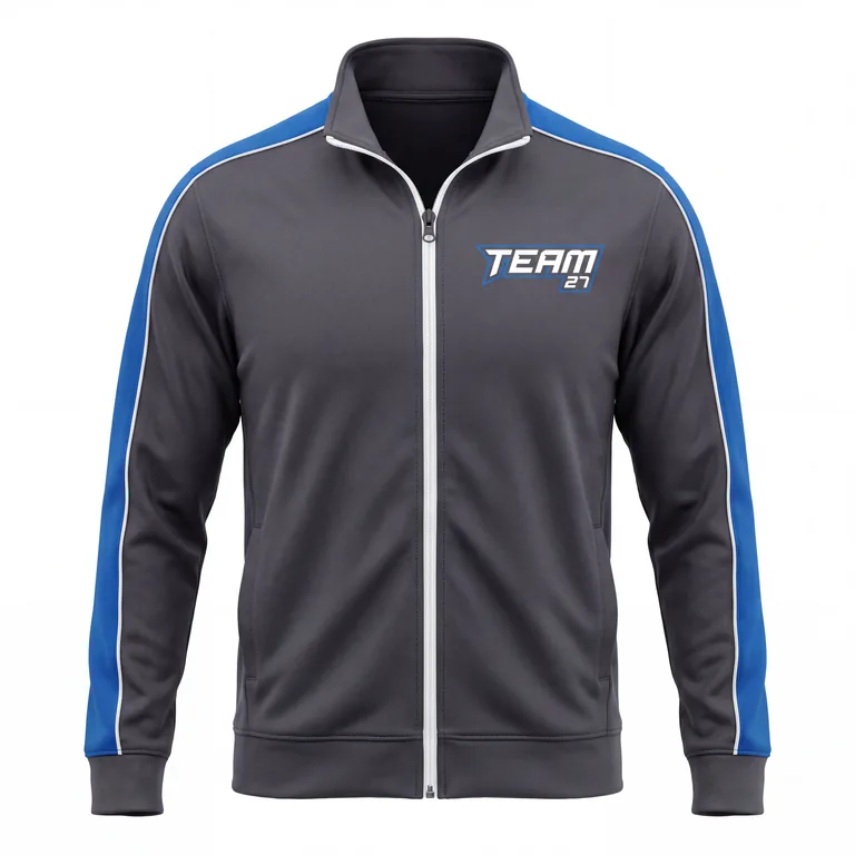 Custom esports warm-up jackets, front view