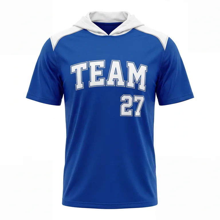 Custom flag football hooded game jerseys, front view