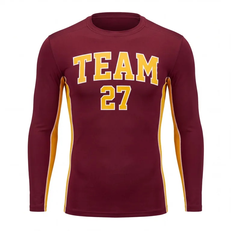 Custom football base-layer shirts, front view