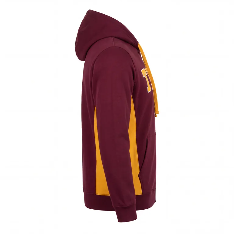 Custom football full-zip hooded jackets, left side view
