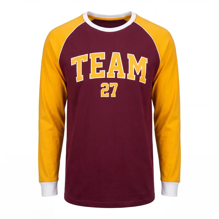 Custom football long-sleeve team tees, front view