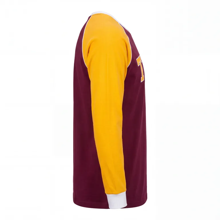 Custom football long-sleeve team tees, right side view