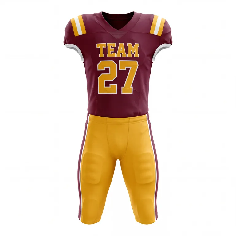 Custom football pro-cut game uniforms, front view