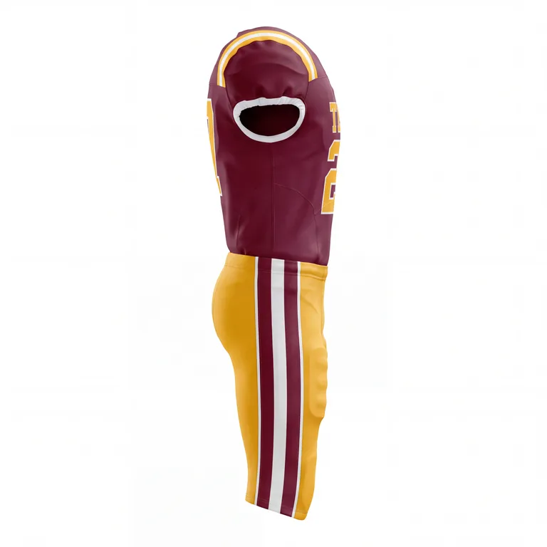 Custom football pro-cut game uniforms, left side view