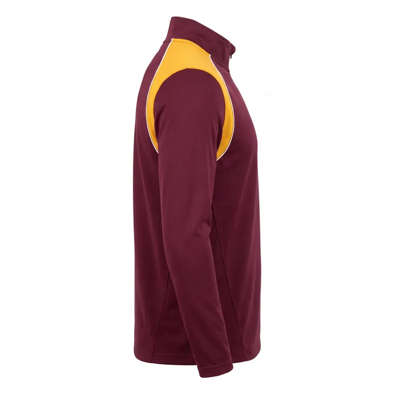 Custom football quarter-zip tops, left side view