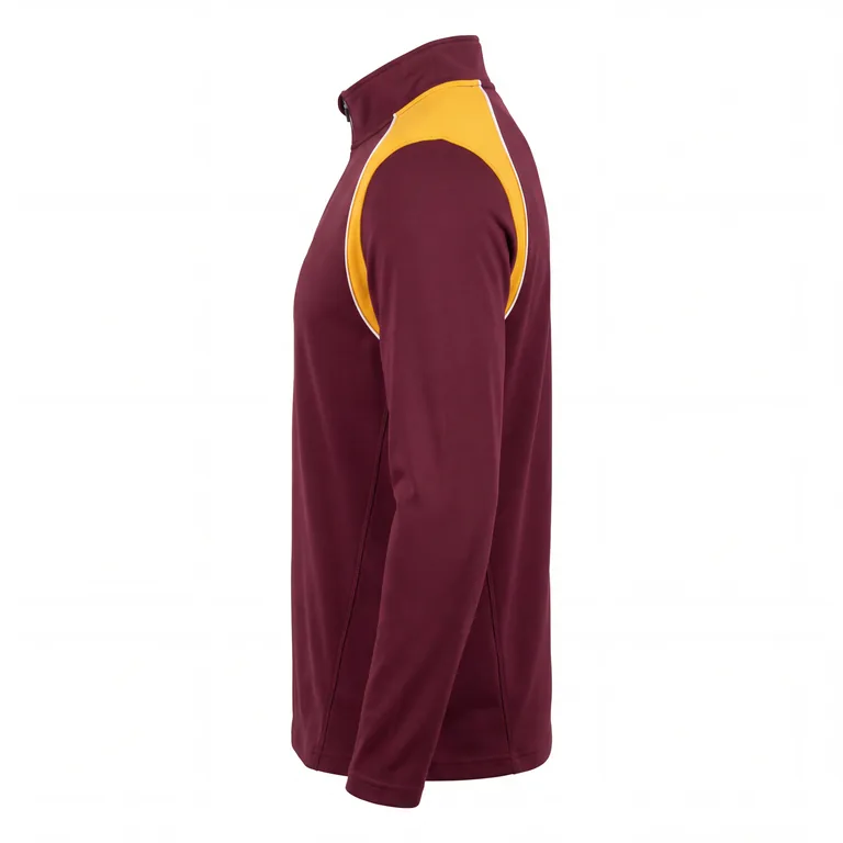 Custom football quarter-zip tops, right side view