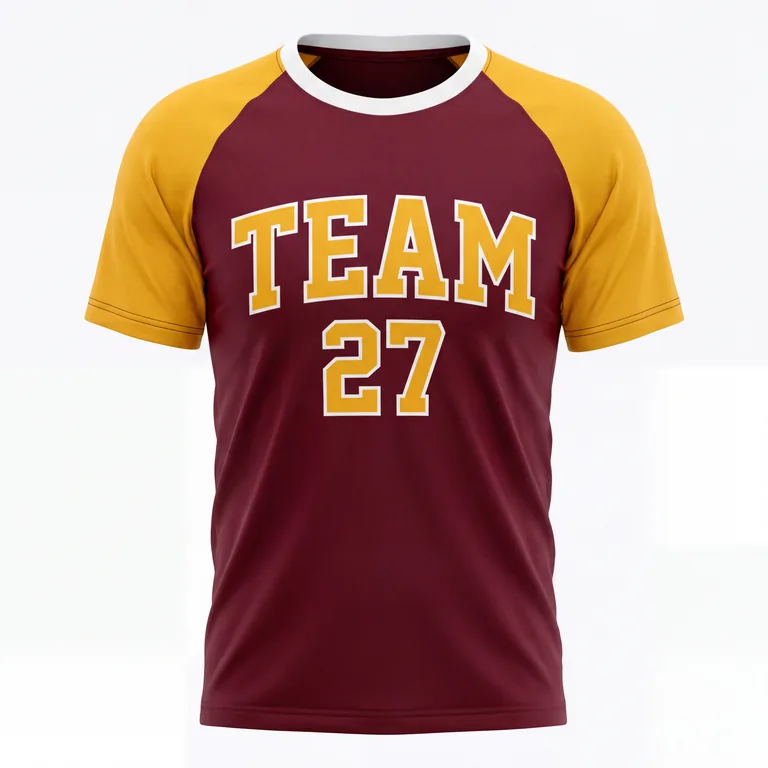 Custom football short-sleeve team tees, front view