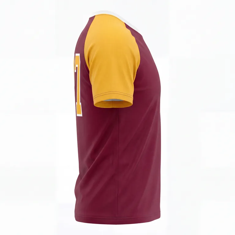 Custom football short-sleeve team tees, left side view