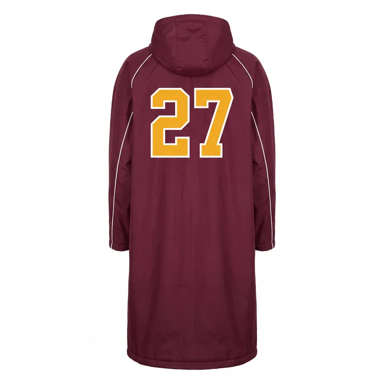 Custom football sideline capes, back view