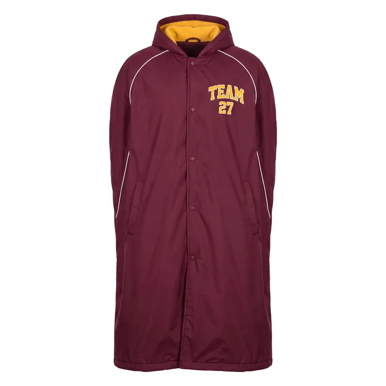 Custom football sideline capes, front view