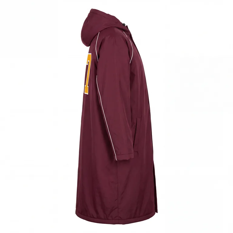Custom football sideline capes, left side view