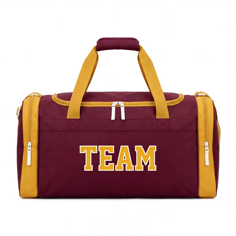 Custom football team duffel bags, front view