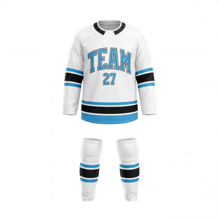 Custom ice hockey away uniform sets, front view