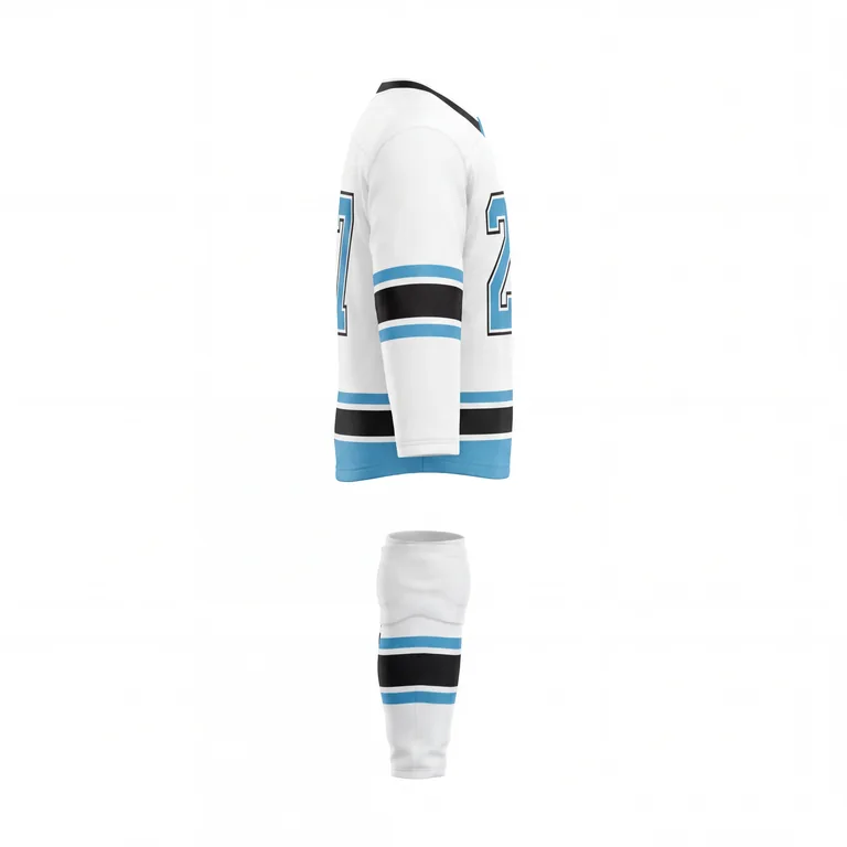 Custom ice hockey away uniform sets, right side view