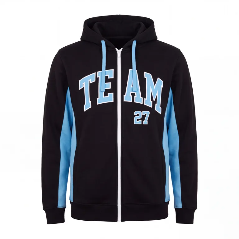 Custom ice hockey full-zip hooded jackets, front view