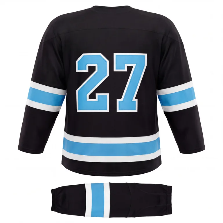 Custom ice hockey home uniform sets, back view