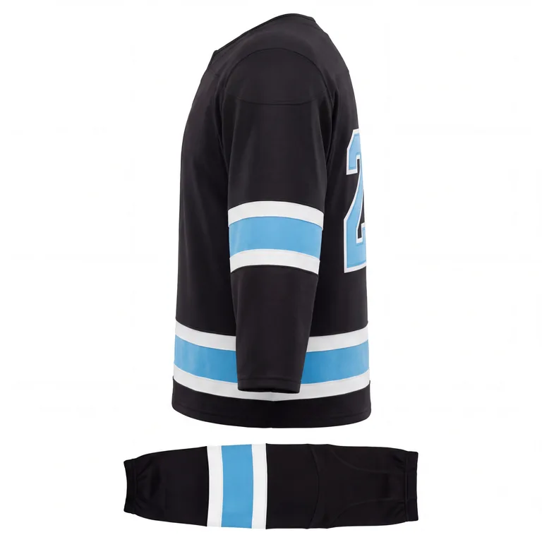 Custom ice hockey home uniform sets, left side view